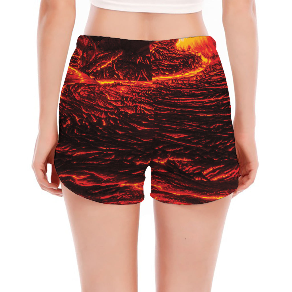 Lava Flow Print Women's Split Running Shorts