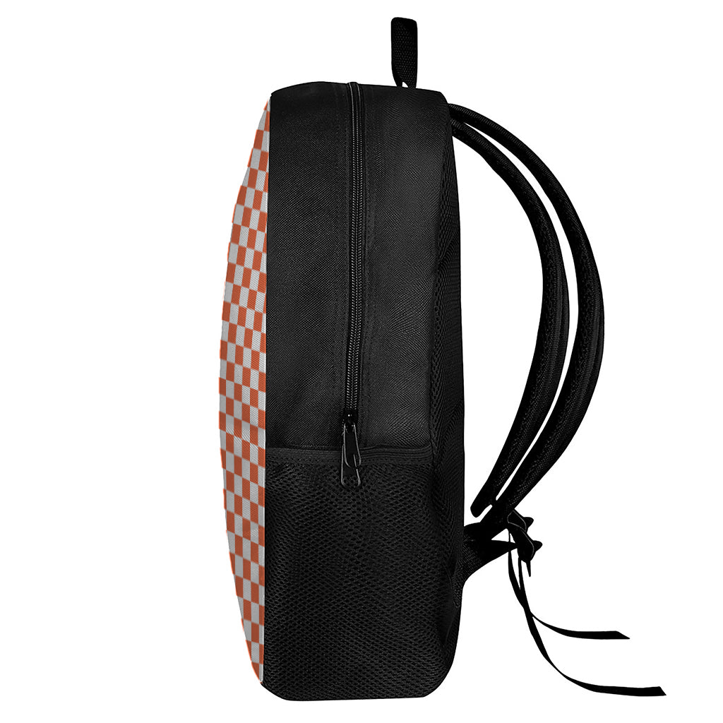 Lava Orange And White Checkered Print 17 Inch Backpack