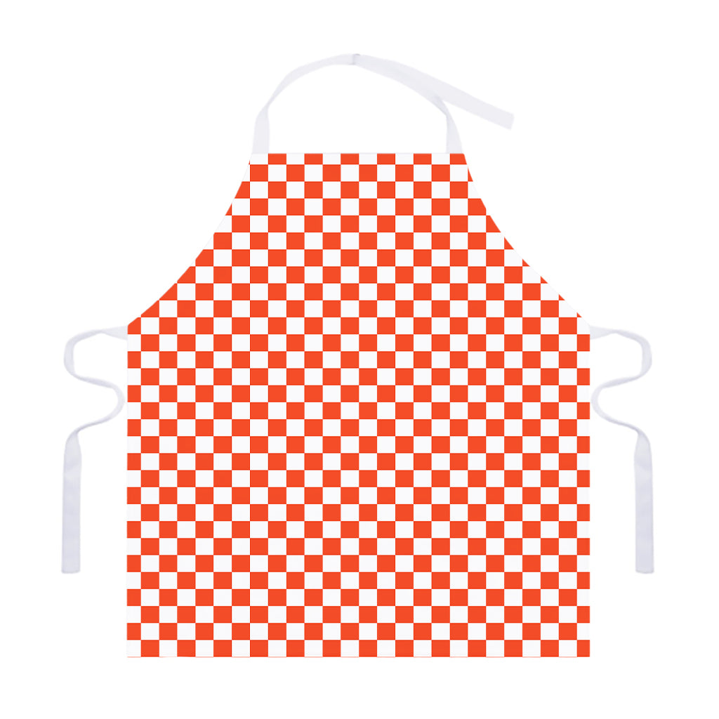 Lava Orange And White Checkered Print Adjustable Apron