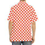 Lava Orange And White Checkered Print Aloha Shirt