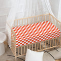 Lava Orange And White Checkered Print Baby Crib Sheet