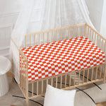 Lava Orange And White Checkered Print Baby Crib Sheet