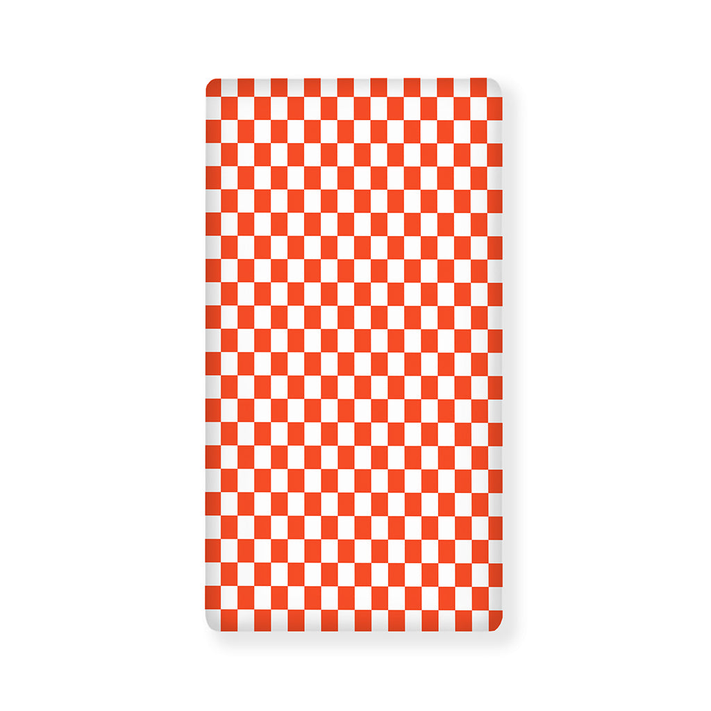 Lava Orange And White Checkered Print Baby Crib Sheet
