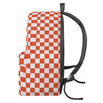 Lava Orange And White Checkered Print Backpack