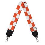 Lava Orange And White Checkered Print Bag Strap