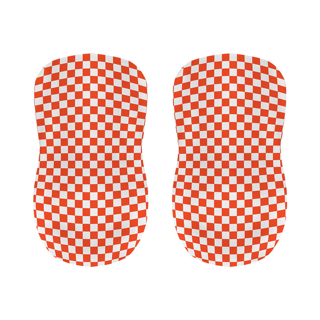 Lava Orange And White Checkered Print Bar Stool Covers