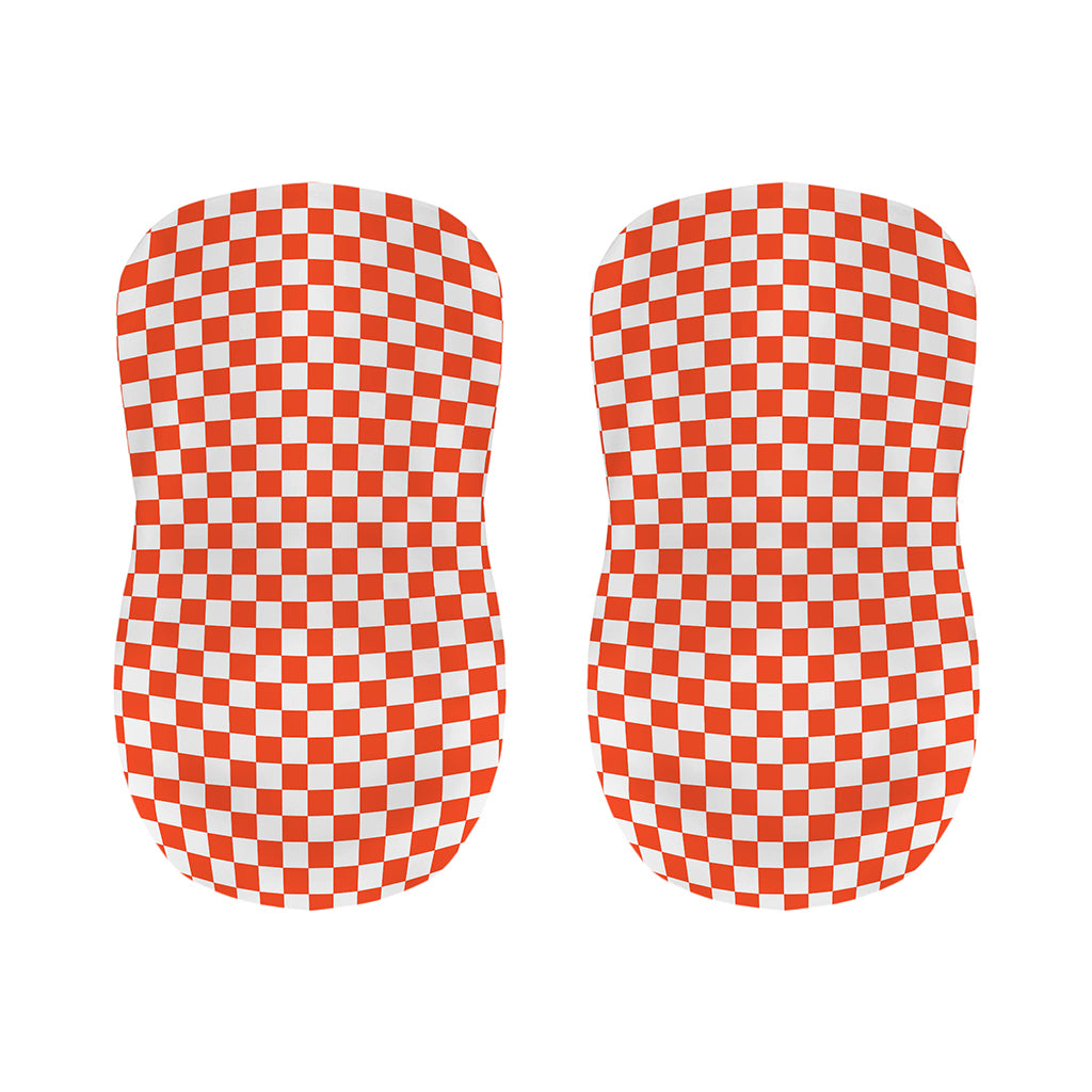 Lava Orange And White Checkered Print Bar Stool Covers