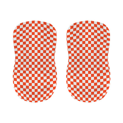 Lava Orange And White Checkered Print Bar Stool Covers
