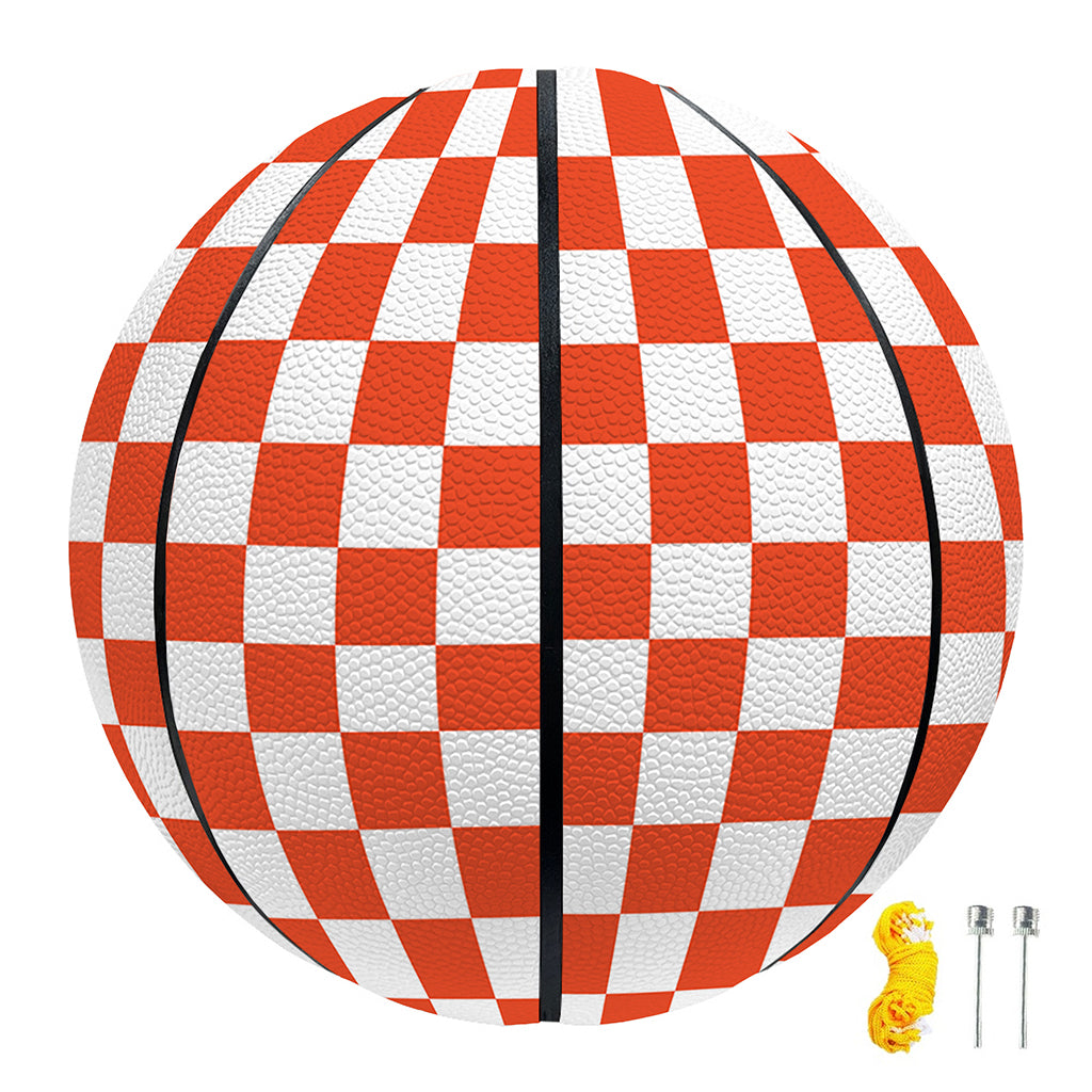Lava Orange And White Checkered Print Basketball