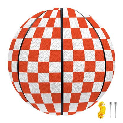 Lava Orange And White Checkered Print Basketball