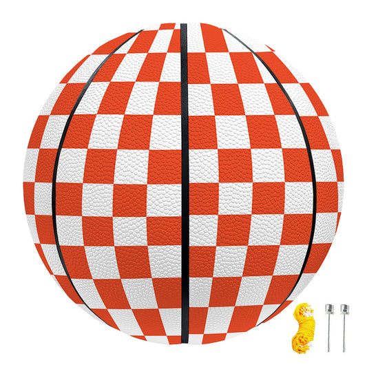 Lava Orange And White Checkered Print Basketball