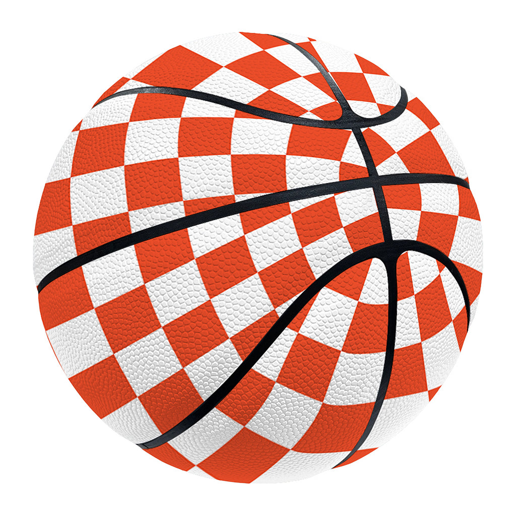 Lava Orange And White Checkered Print Basketball