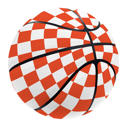 Lava Orange And White Checkered Print Basketball