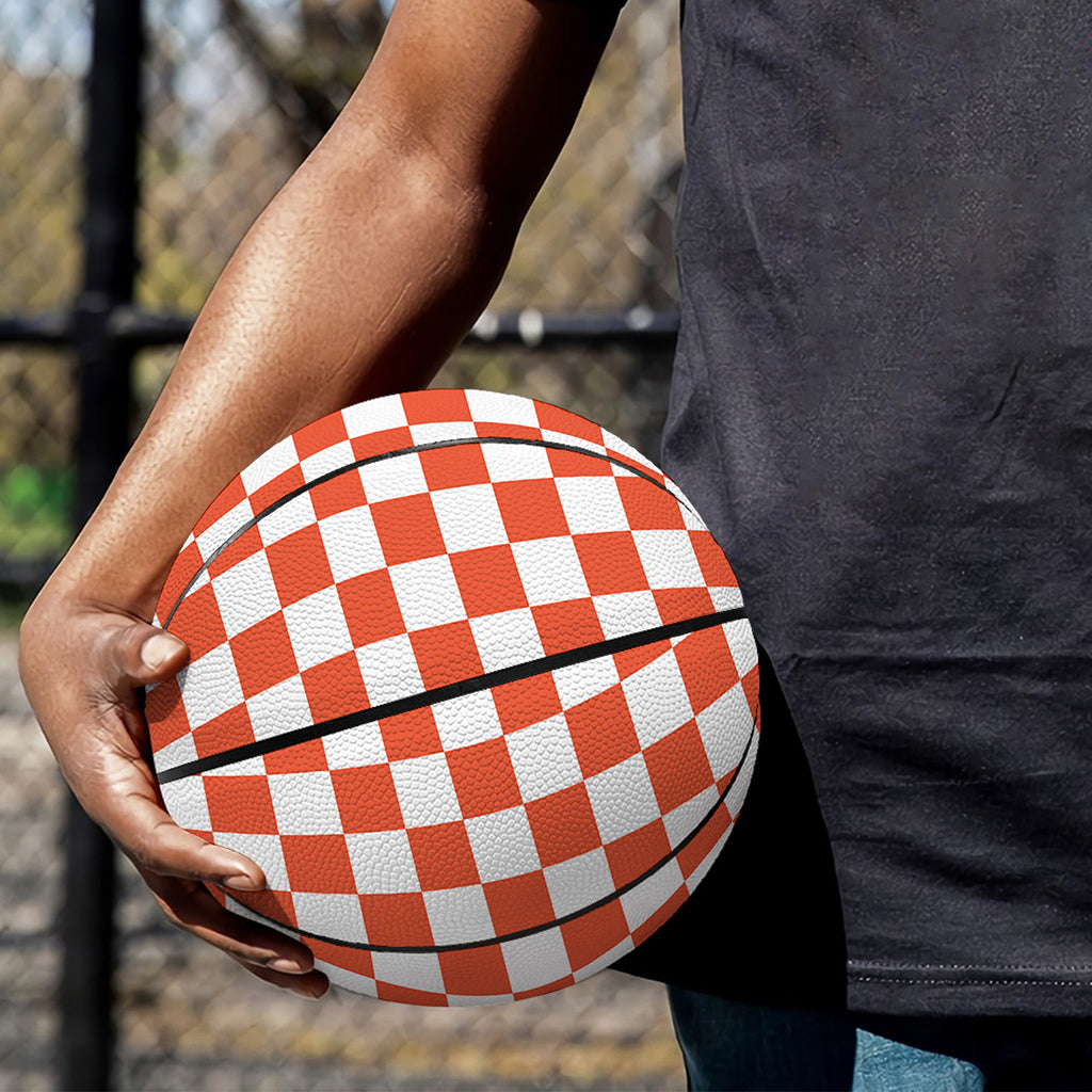 Lava Orange And White Checkered Print Basketball