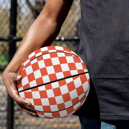 Lava Orange And White Checkered Print Basketball