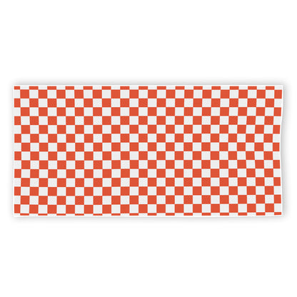 Lava Orange And White Checkered Print Beach Towel