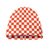 Lava Orange And White Checkered Print Beanie