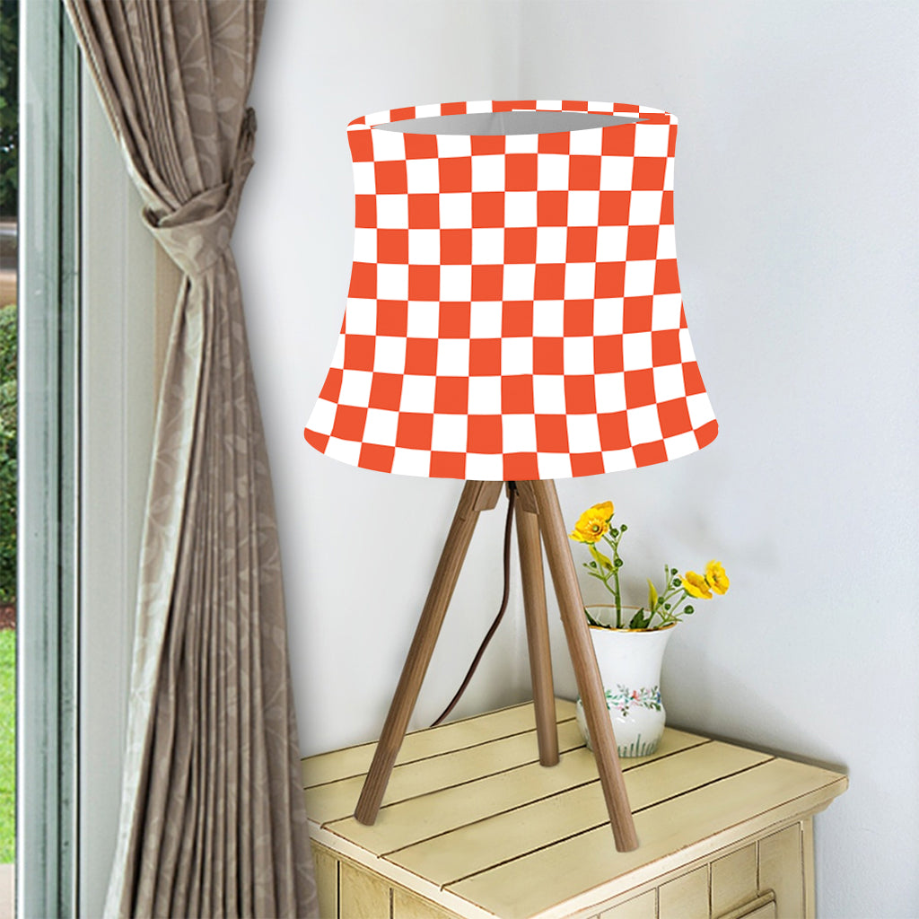 Lava Orange And White Checkered Print Bell Lamp Shade