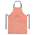 Lava Orange And White Checkered Print Bib Apron With Pocket