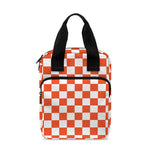 Lava Orange And White Checkered Print Bible Tote Bag