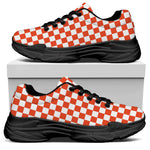 Lava Orange And White Checkered Print Black Chunky Shoes