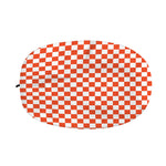 Lava Orange And White Checkered Print Car Side Mirror Covers