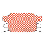 Lava Orange And White Checkered Print Car Windshield Snow Cover