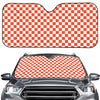 Lava Orange And White Checkered Print Car Windshield Sun Shade