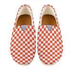 Lava Orange And White Checkered Print Casual Shoes