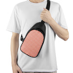 Lava Orange And White Checkered Print Chest Bag