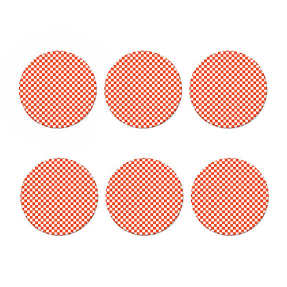 Lava Orange And White Checkered Print Coaster Set
