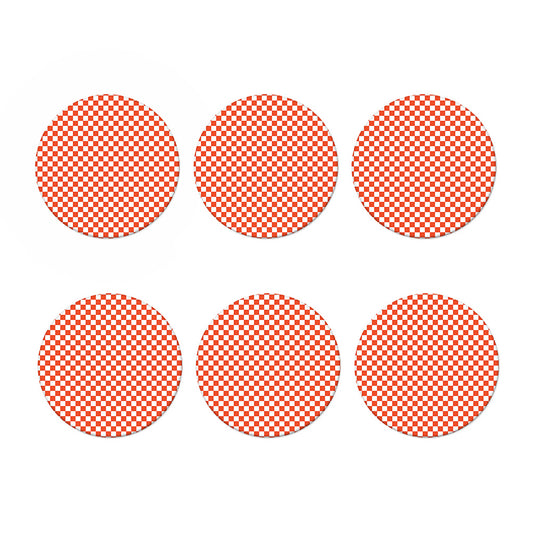 Lava Orange And White Checkered Print Coaster Set