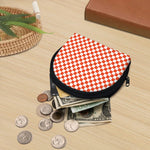 Lava Orange And White Checkered Print Coin Purse