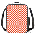 Lava Orange And White Checkered Print Crossbody Lunch Bag