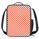 Lava Orange And White Checkered Print Crossbody Lunch Bag