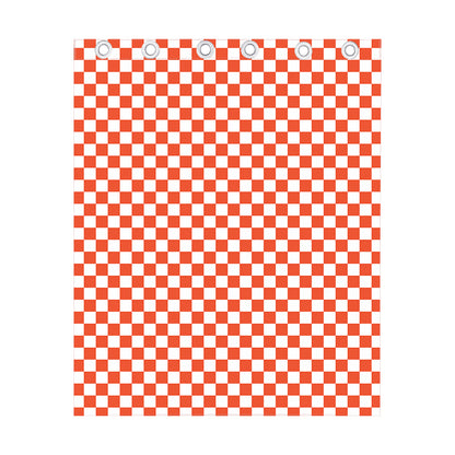 Lava Orange And White Checkered Print Curtain