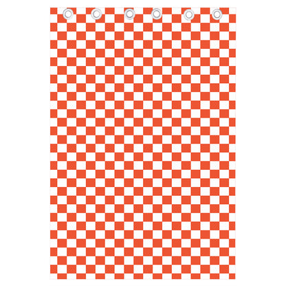 Lava Orange And White Checkered Print Curtain