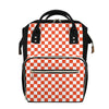 Lava Orange And White Checkered Print Diaper Bag