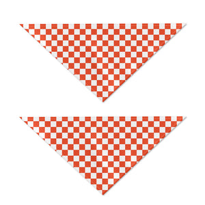 Lava Orange And White Checkered Print Dog Bandana