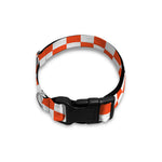 Lava Orange And White Checkered Print Dog Collar