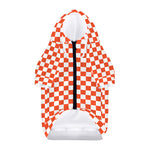 Lava Orange And White Checkered Print Dog Zip Up Hoodie