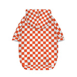 Lava Orange And White Checkered Print Dog Zip Up Hoodie