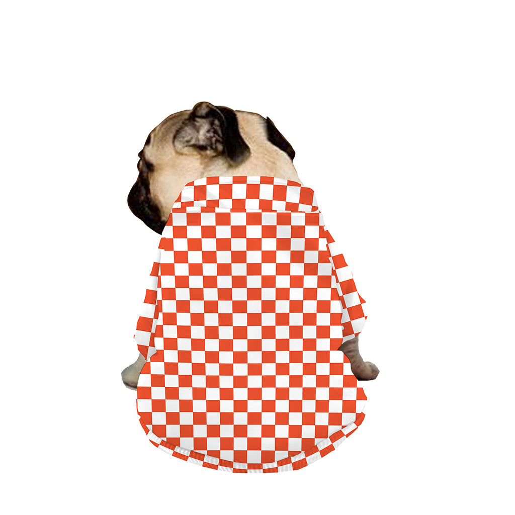 Lava Orange And White Checkered Print Dog Zip Up Jacket