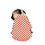 Lava Orange And White Checkered Print Dog Zip Up Jacket