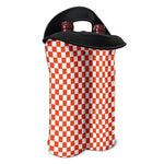 Lava Orange And White Checkered Print Double Neoprene Wine Tote