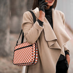 Lava Orange And White Checkered Print Double Strap Bible Bag