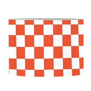 Lava Orange And White Checkered Print Drum Lamp Shade