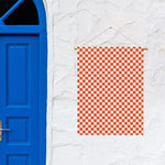 Lava Orange And White Checkered Print Garden Flag