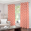 Lava Orange And White Checkered Print Grommet Curtains