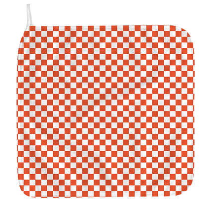 Lava Orange And White Checkered Print Hand Towel